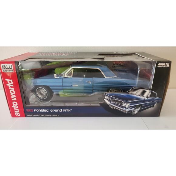Auto World 1962 Pontiac Grand Prix 1:18 Scale Ensign Blue NIB - Picture 1 of 5